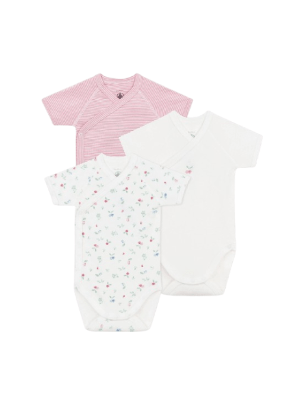 Set di tre body per neonati Petit Bateau multicolore con fantasia all - over - Rubino Kids