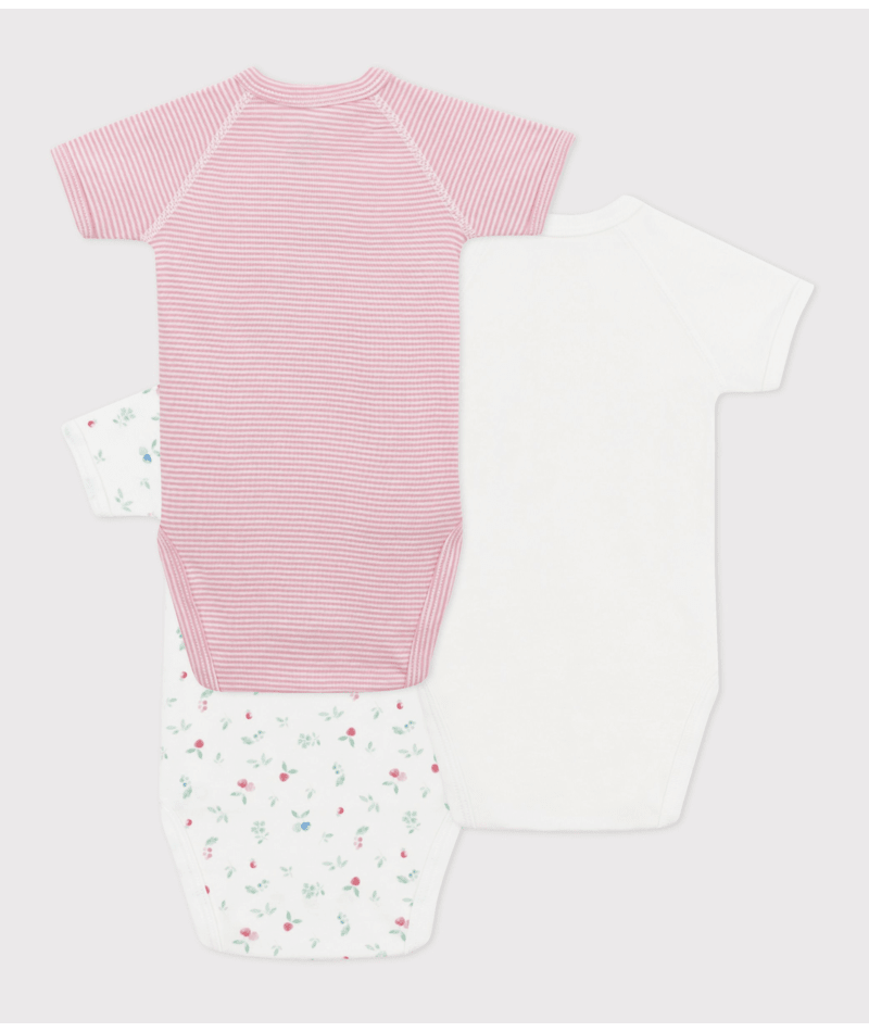 Set di tre body per neonati Petit Bateau multicolore con fantasia all - over - Rubino Kids