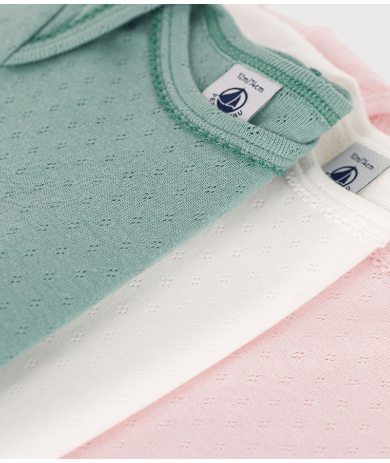 Set di tre body per neonati Petit Bateau multicolore con maniche corte - Rubino Kids