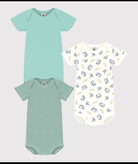 Set di tre body per neonati Petit Bateau multicolore con maniche corte - Rubino Kids