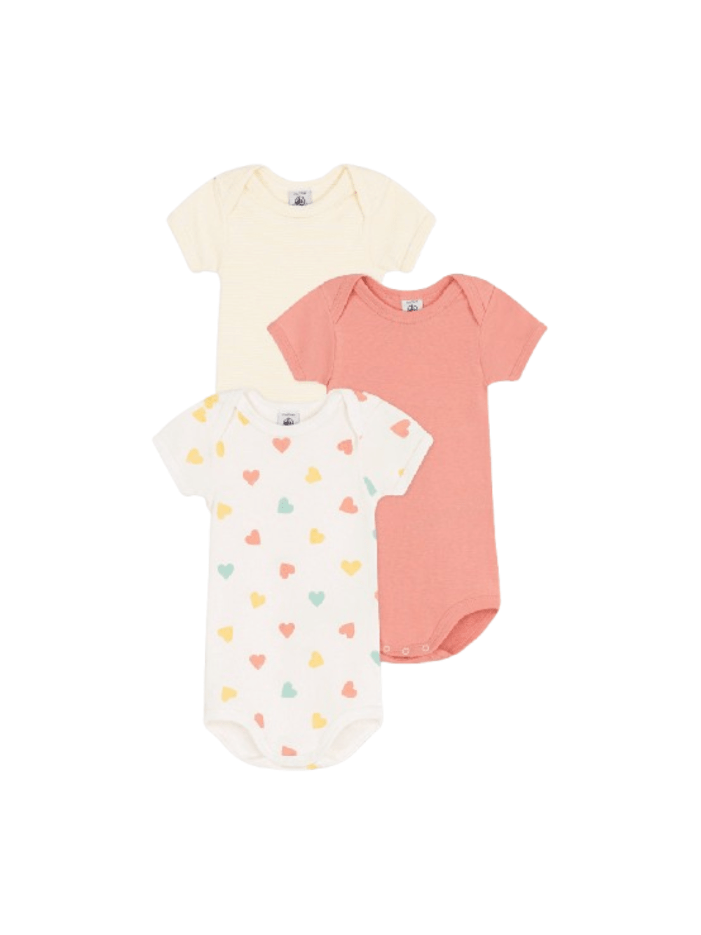 Set di tre body per neonati Petit Bateau multicolore con maniche corte - Rubino Kids