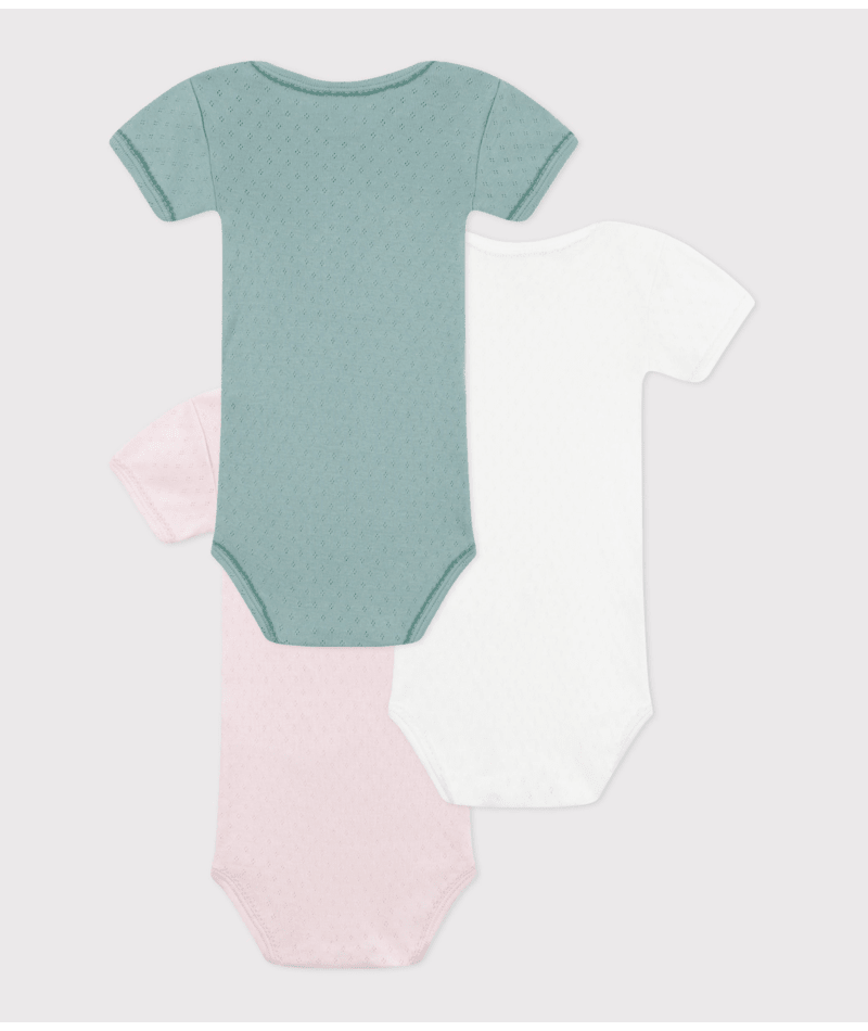 Set di tre body per neonati Petit Bateau multicolore con maniche corte - Rubino Kids