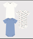 Set di tre body per neonati Petit Bateau multicolore con maniche corte - Rubino Kids