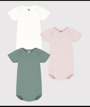 Set di tre body per neonati Petit Bateau multicolore con maniche corte - Rubino Kids