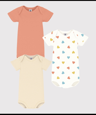 Set di tre body per neonati Petit Bateau multicolore con maniche corte - Rubino Kids