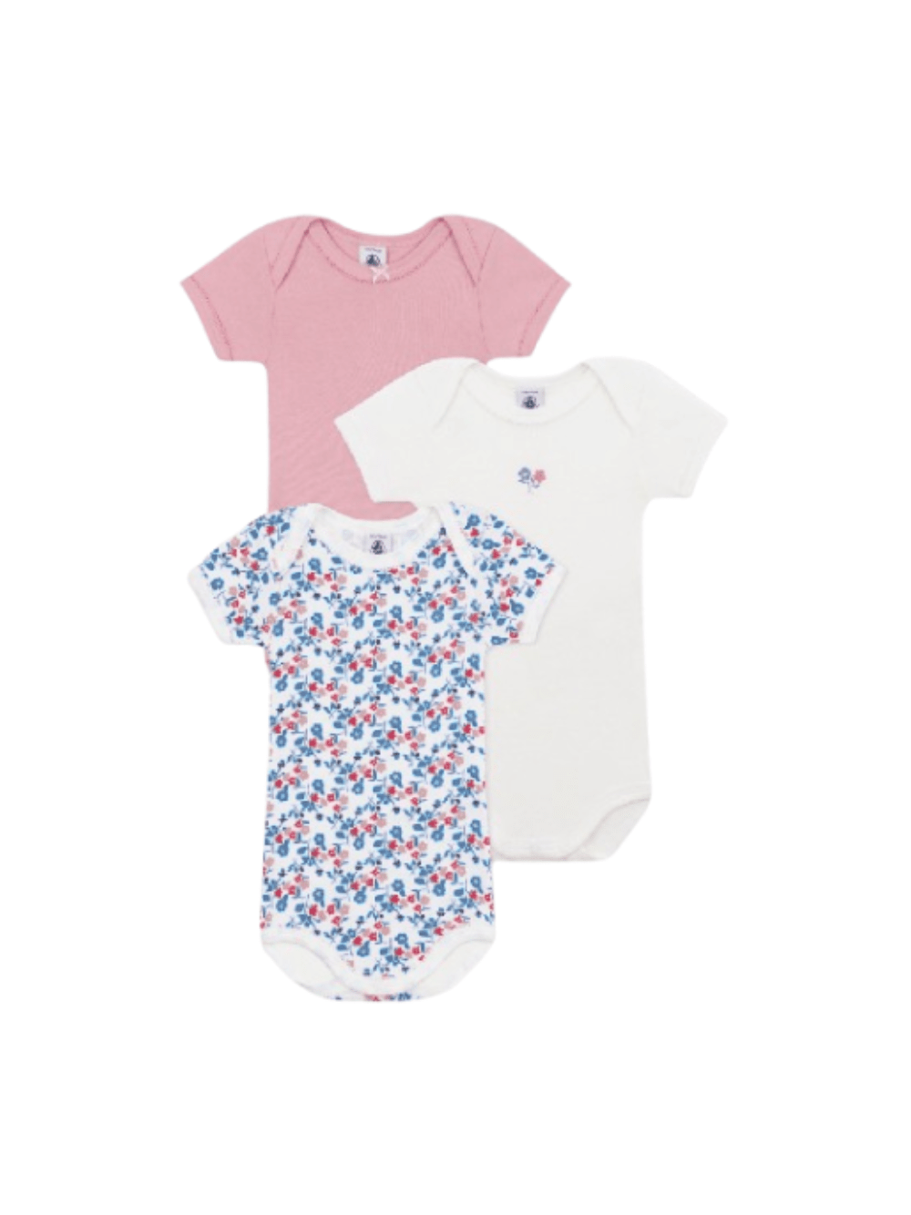 Set di tre body per neonati Petit Bateau multicolore con maniche corte - Rubino Kids