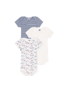 Set di tre body per neonati Petit Bateau multicolore con maniche corte - Rubino Kids