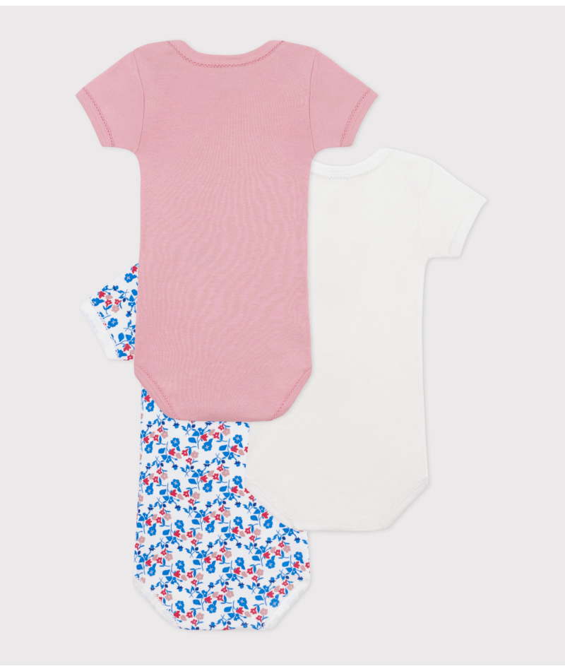 Set di tre body per neonati Petit Bateau multicolore con maniche corte - Rubino Kids