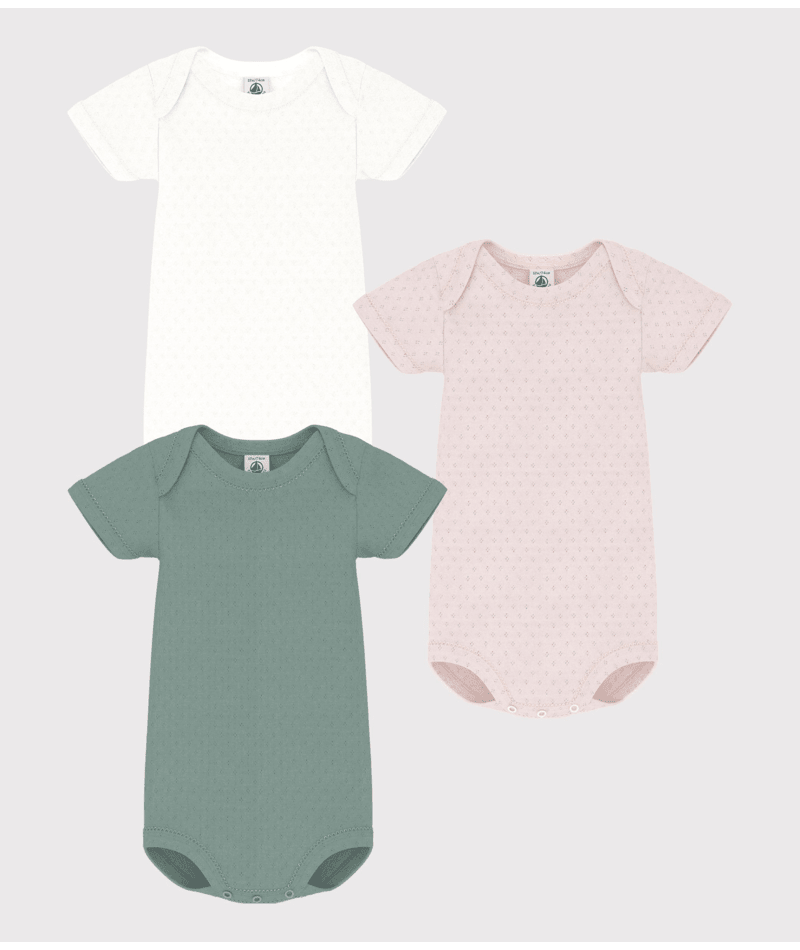 Set di tre body per neonati Petit Bateau multicolore con maniche corte - Rubino Kids