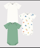 Set di tre body per neonati Petit Bateau multicolore con maniche corte - Rubino Kids