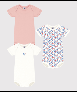 Set di tre body per neonati Petit Bateau multicolore con maniche corte - Rubino Kids