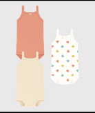 Set di tre body per neonati Petit Bateau multicolore senza maniche - Rubino Kids