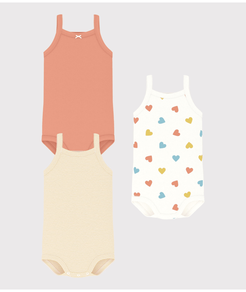 Set di tre body per neonati Petit Bateau multicolore senza maniche - Rubino Kids