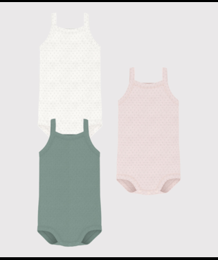 Set di tre body per neonati Petit Bateau multicolore senza maniche - Rubino Kids