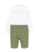 Set di tre pezzi per bambino Colorichiari verde con camicia papillon e pantaloni gessati - Rubino Kids