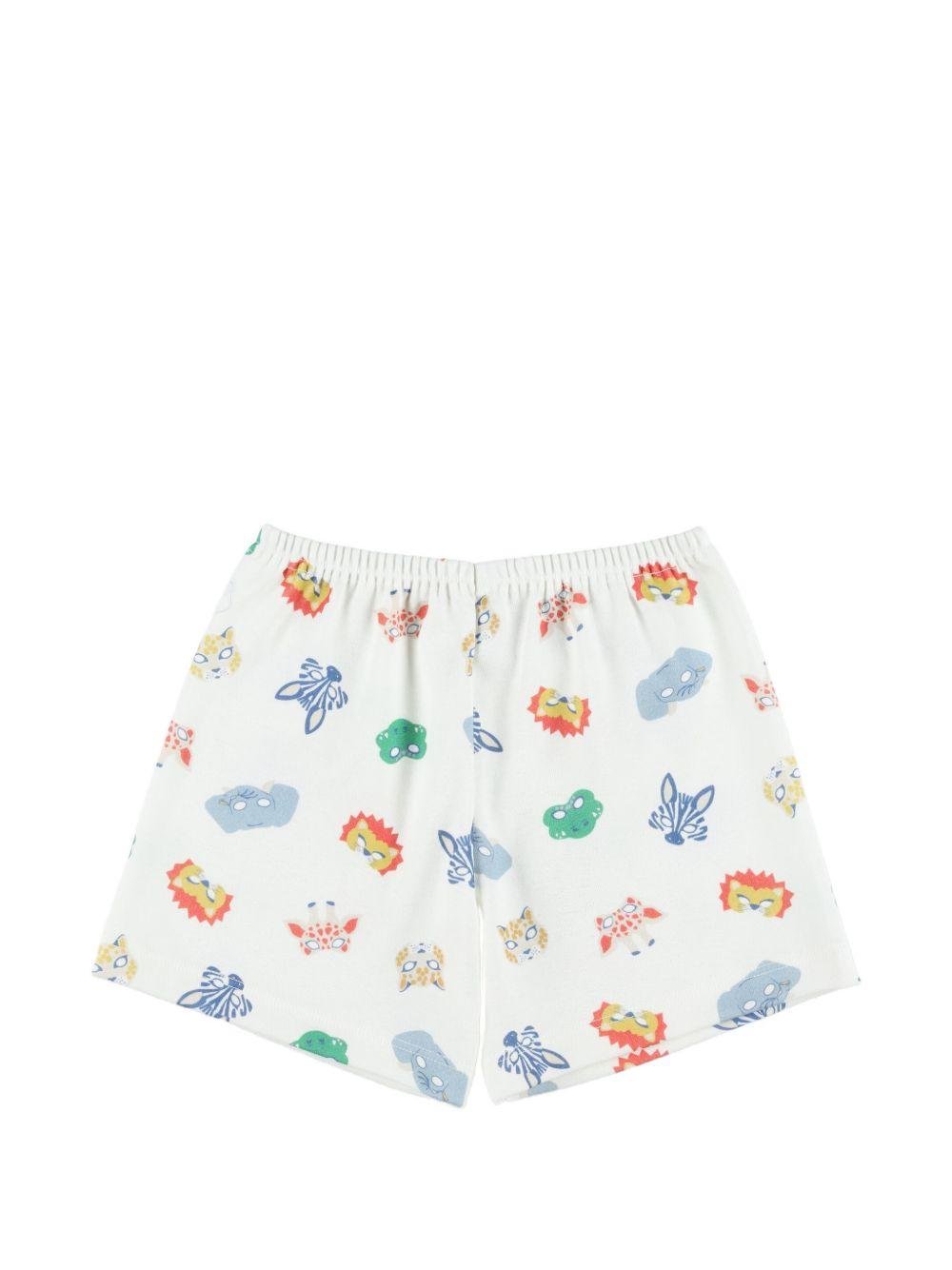 Set di tre pezzi pigiama per bambino Petit Bateau bianco con stampa animali - Rubino Kids