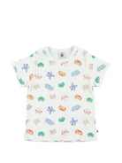 Set di tre pezzi pigiama per bambino Petit Bateau bianco con stampa animali - Rubino Kids