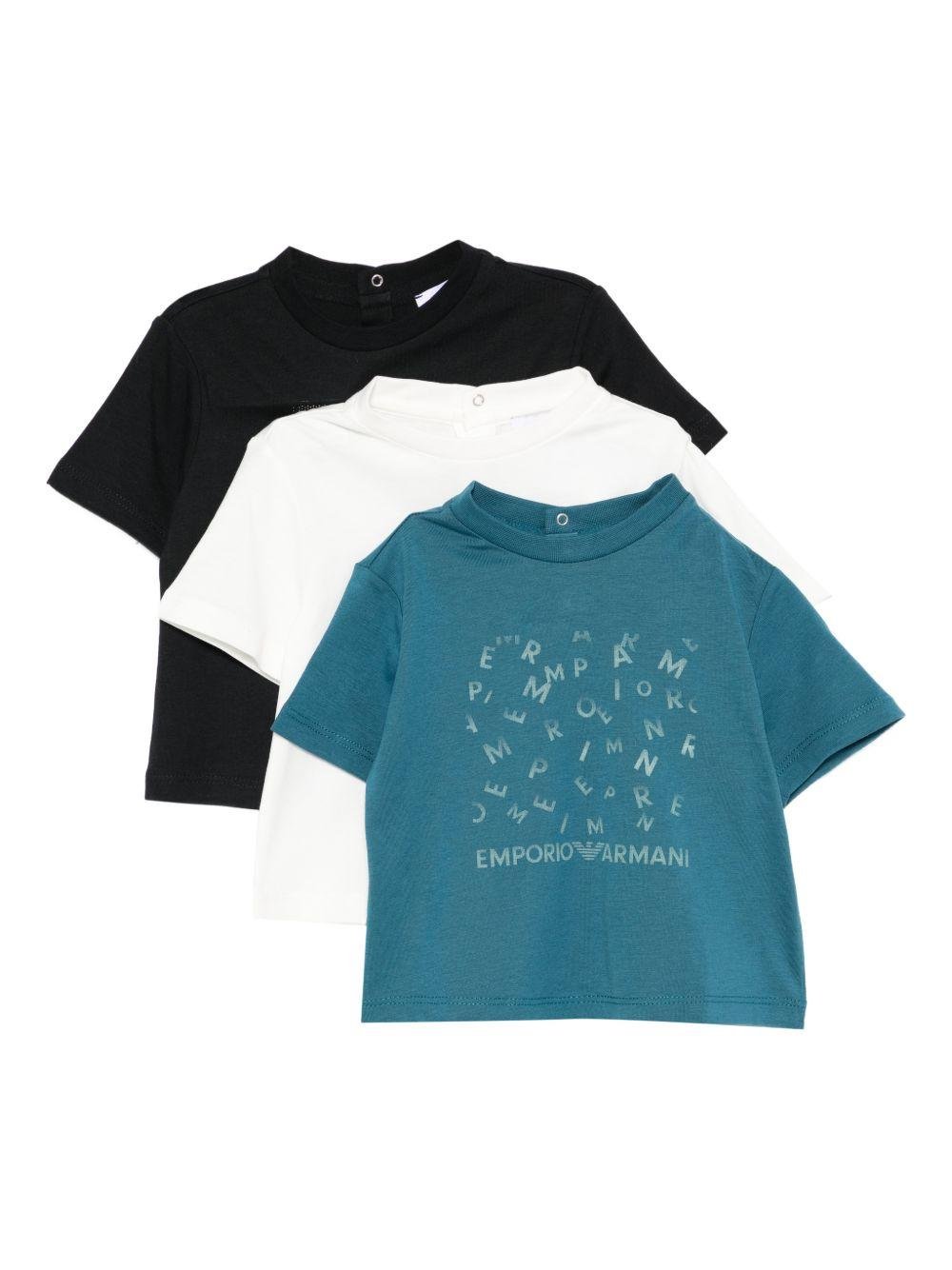 Set di tre t-shirt per neonato Emporio Armani Kids multicolor con diverse fantasie - Rubino Kids