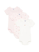 Set di tre tutine per neonata Petit Bateau rosa con fantasie diverse - Rubino Kids