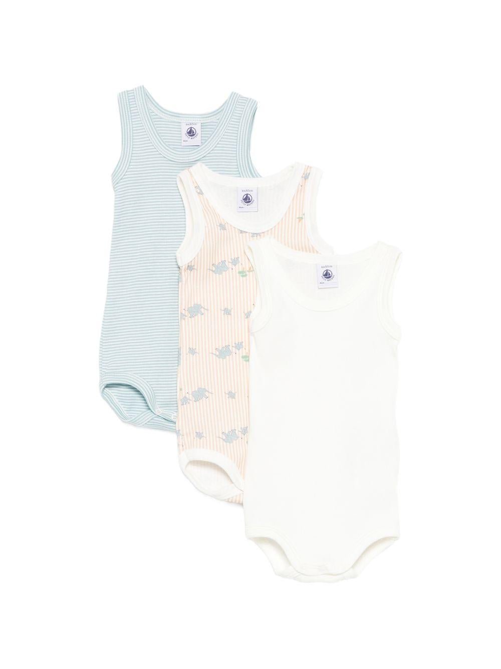 Set di tre tutine per neonati Petit Bateau multicolore con fantasie diverse - Rubino Kids