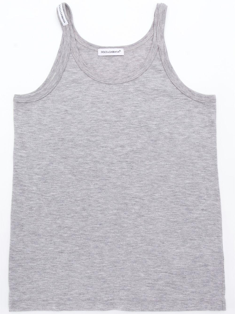 Set due canotte per bambino Dolce & Gabbana Kids grigio con targhetta logo - Rubino Kids