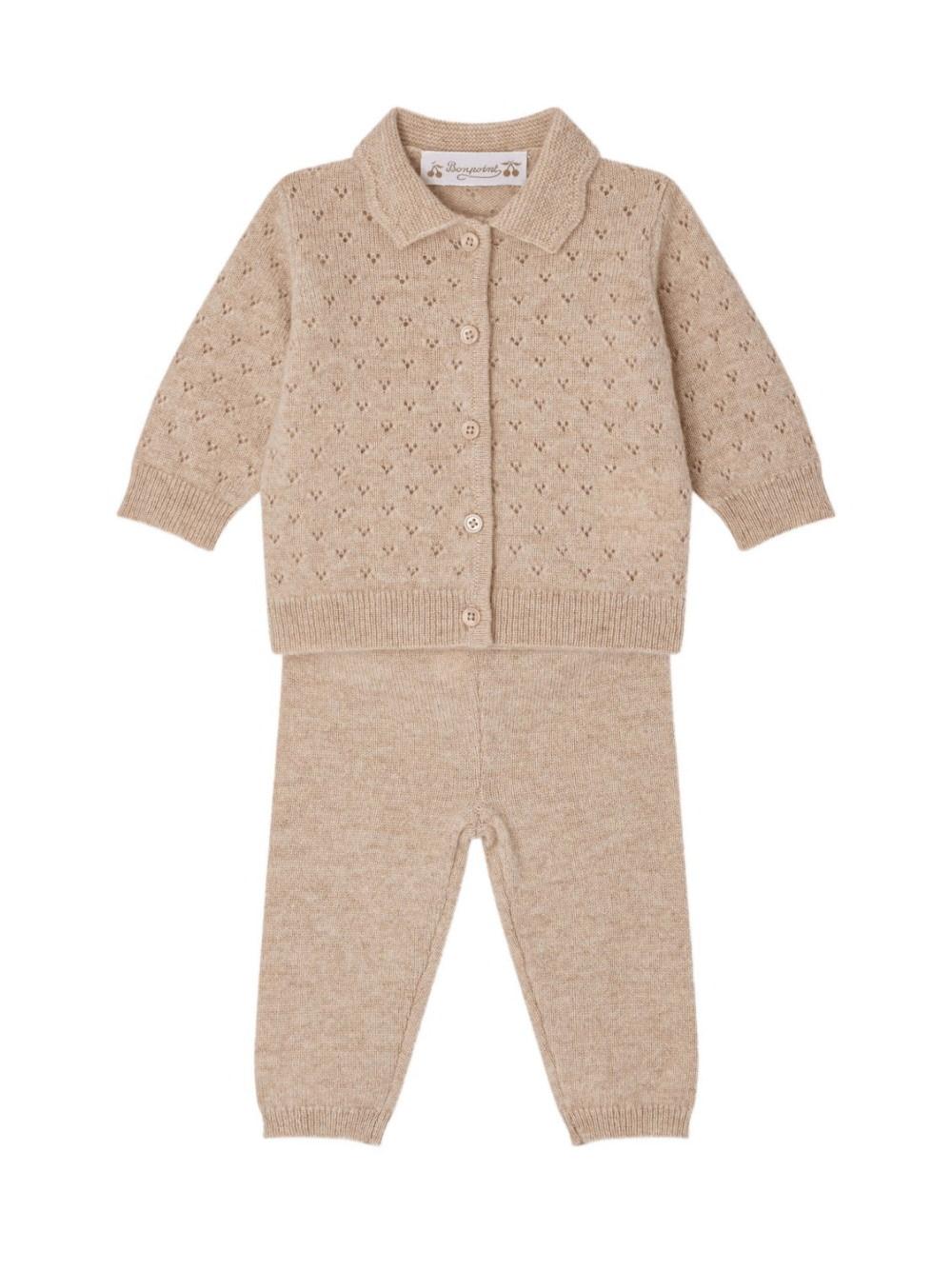 Set due pezzi per neonata Bonpoint beige con bottoni - Rubino Kids