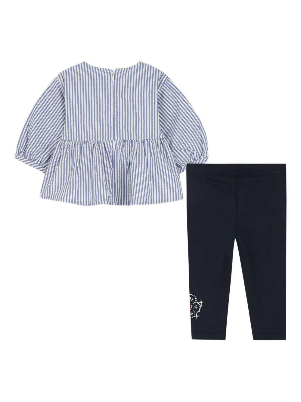 Set due pezzi per neonata Kenzo Kids blu a righe - Rubino Kids