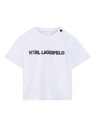 Set due pezzi per neonato Karl Lagerfiel Kids bianco con stampa logo sul davanti - Rubino Kids