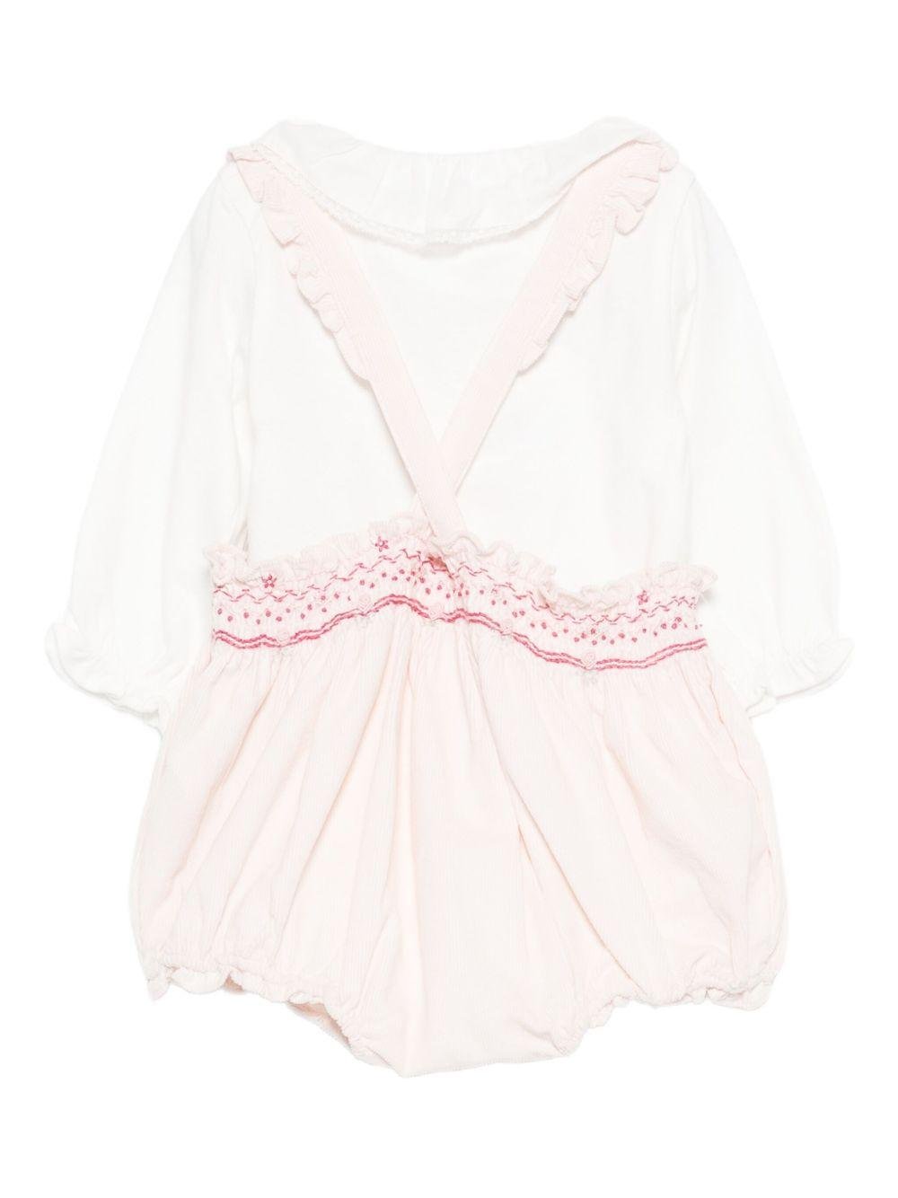 Set due pezzi per t-shirt e shorts per neonata Tartine Et Chocolat rosa con colletto alla Peter Pan - Rubino Kids