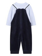 Set due pezzi salopette e t-shirt per neonato BOSS Kids blu con tasca applicata con logo - Rubino Kids