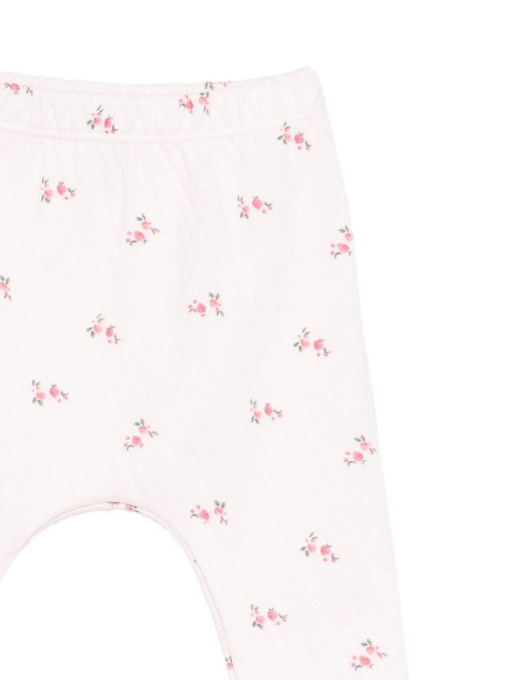 Set due pezzi t-shirt e pantaloni per neonata Petit Bateau rosa con stampa floreale - Rubino Kids