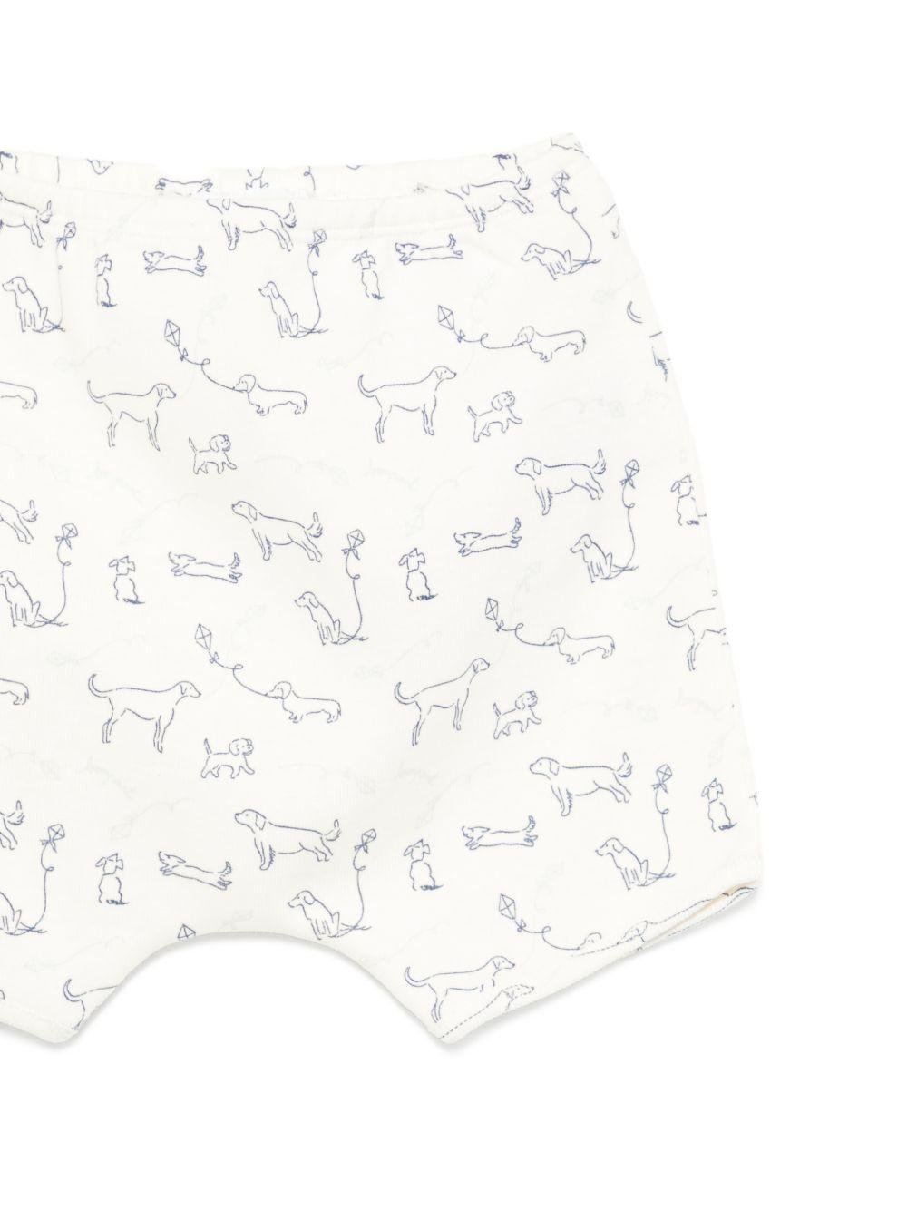 Set Fanilo t-shirt e shorts per neonati Bonpoint beige con stampa cagnolino - Rubino Kids