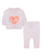 Set felpa e pantaloni per neonata Billieblush rosa con stampa Love - Rubino Kids