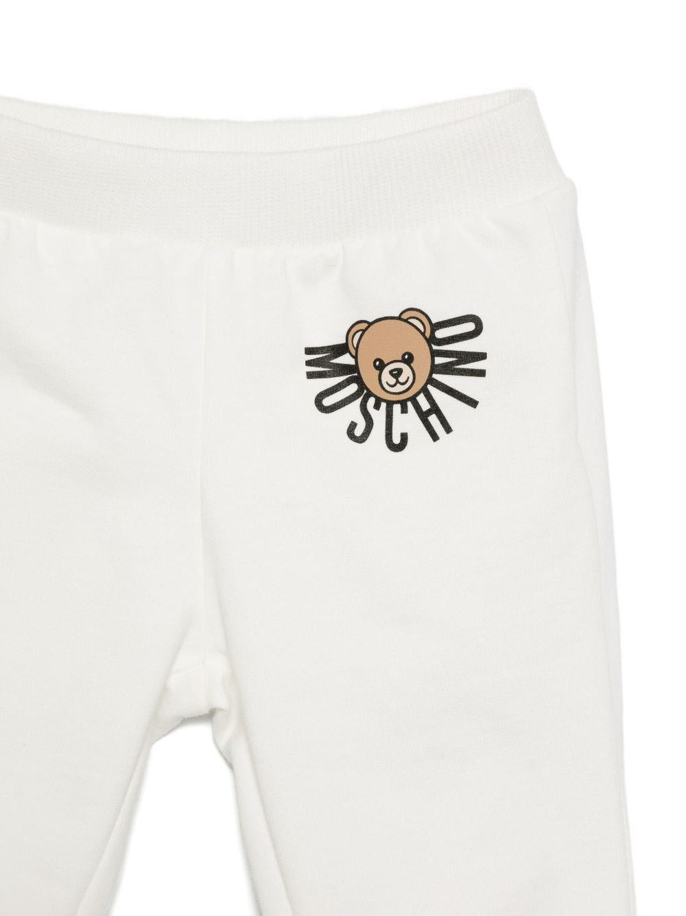 Set felpa e pantaloni per neonati Moschino Kids bianco con motivo Teddy Bear - Rubino Kids