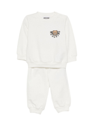 Set felpa e pantaloni per neonati Moschino Kids bianco con motivo Teddy Bear - Rubino Kids