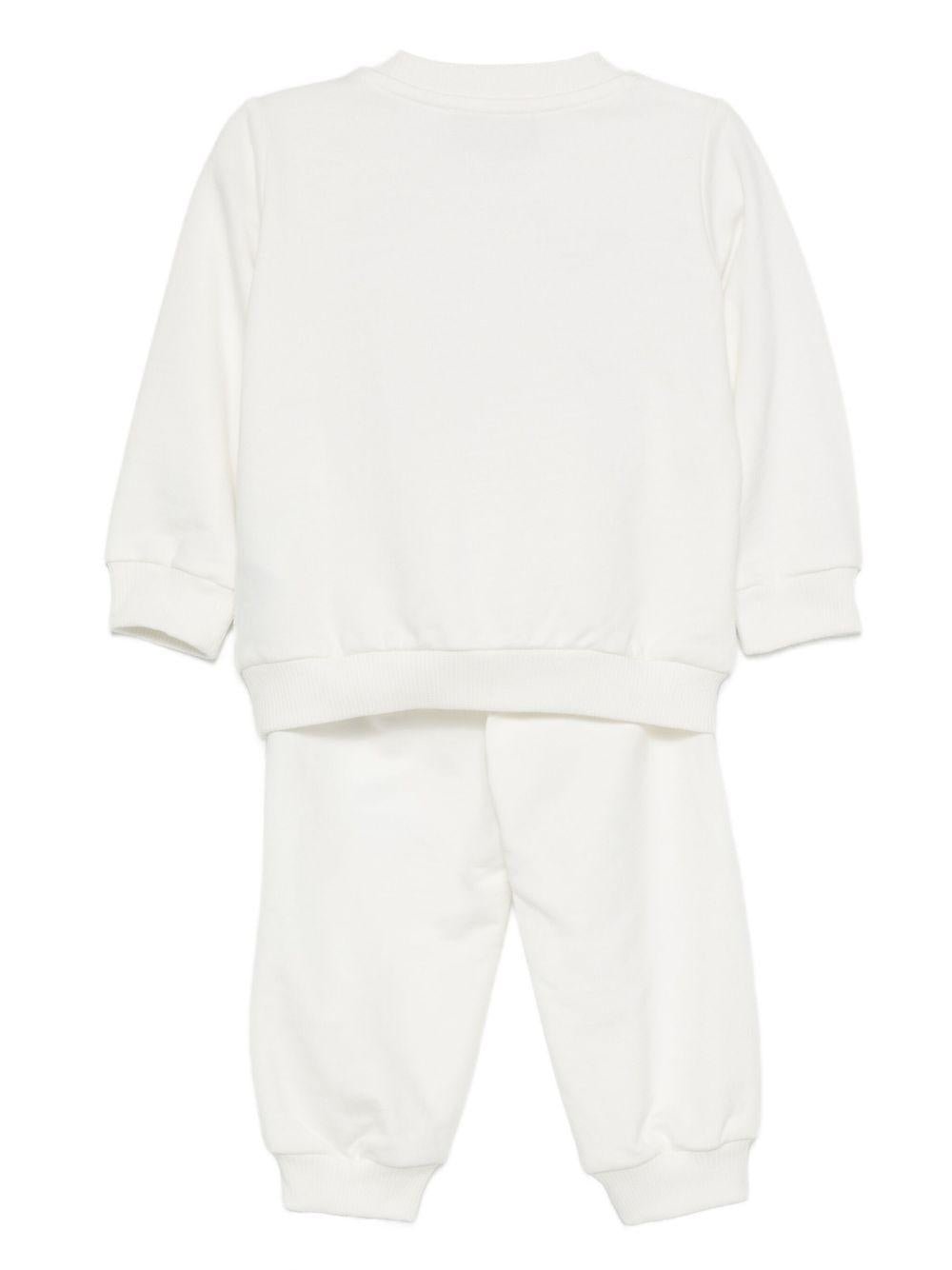 Set felpa e pantaloni per neonati Moschino Kids bianco con motivo Teddy Bear - Rubino Kids