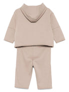 Set felpa e pantaloni per neonato Emporio Armani Kids beige con logo - Rubino Kids