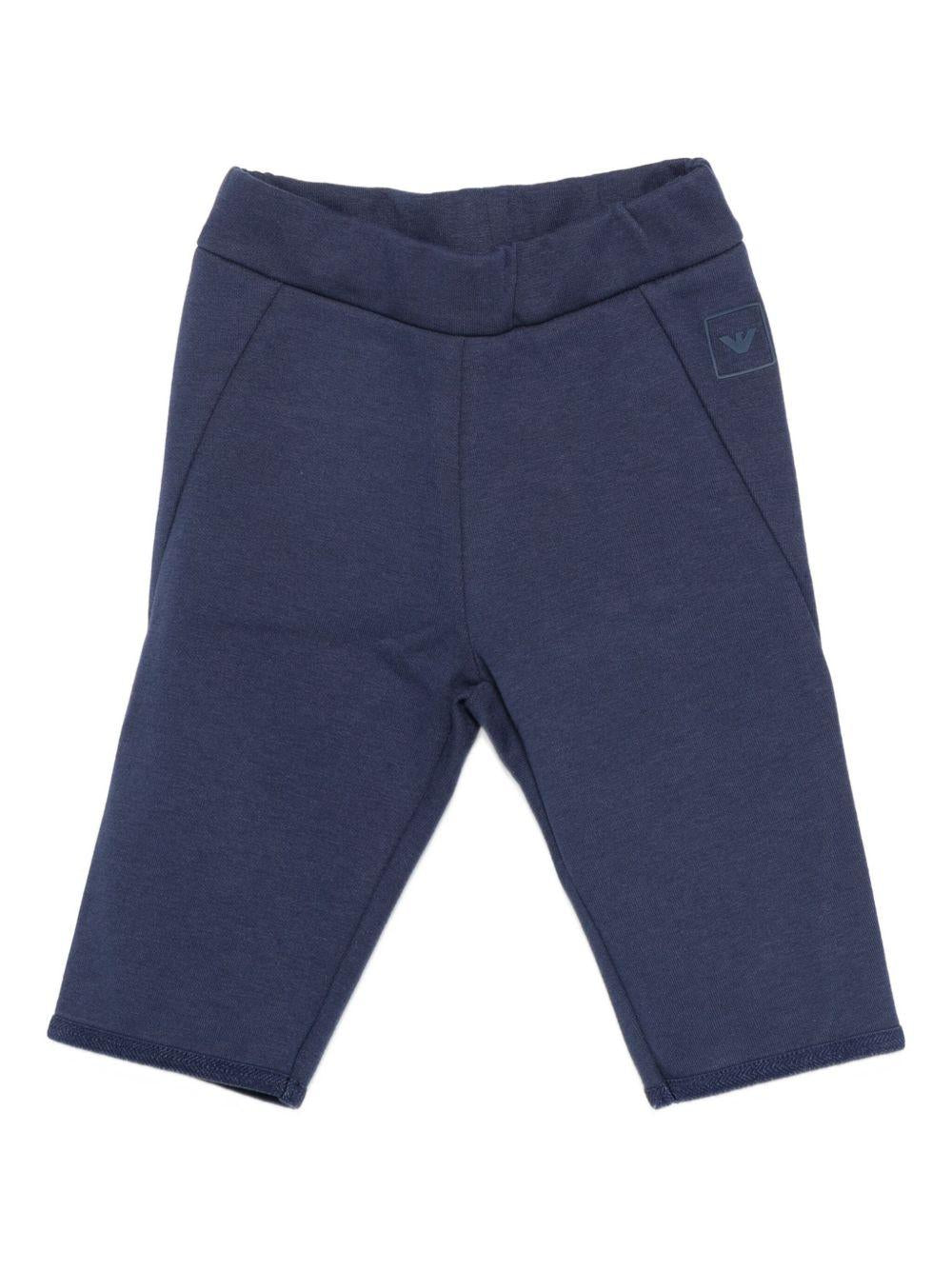 Set felpa e pantaloni per neonato Emporio Armani Kids blu navy con logo - Rubino Kids