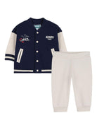 Set felpa e pantaloni per neonato Kenzo Kids blu e bianco con logo - Rubino Kids