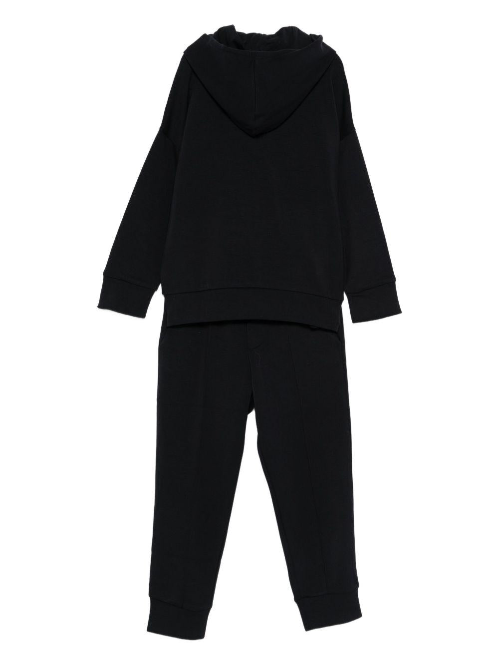 Set felpa e pantaloni sportivi per bambino Emporio Armani Kids blu con cappuccio - Rubino Kids