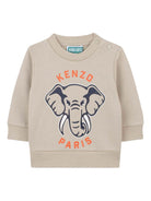 Set felpa e pantaloni sportivi per neonato Kenzo Kids beige con design grafico a elefante - Rubino Kids