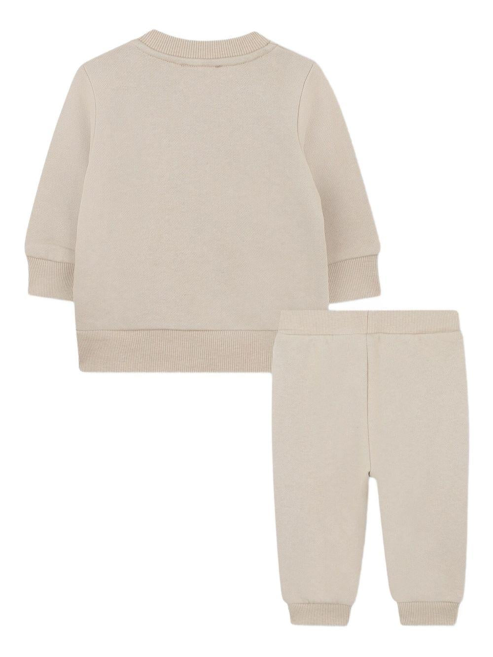Set felpa e pantaloni sportivi per neonato Kenzo Kids beige con design grafico a elefante - Rubino Kids