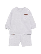 Set felpa e shorts per neonato Givenchy Kids grigio con tasca sul davanti - Rubino Kids