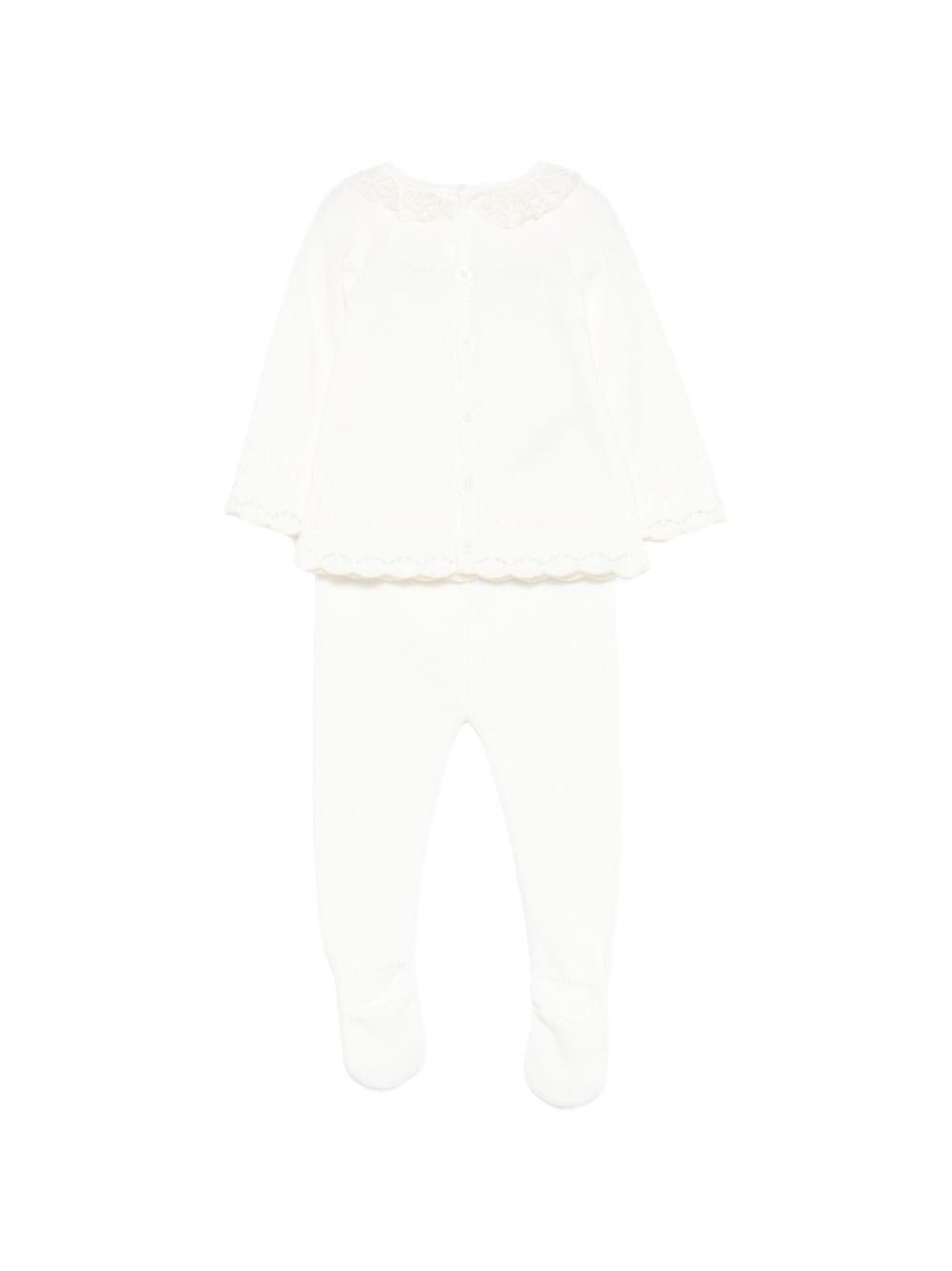 Set maglia con pantaloni per neonata Paz Rodriguez avorio con finitura in pizzo - Rubino Kids
