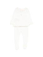 Set maglia con pantaloni per neonata Paz Rodriguez avorio con finitura in pizzo - Rubino Kids