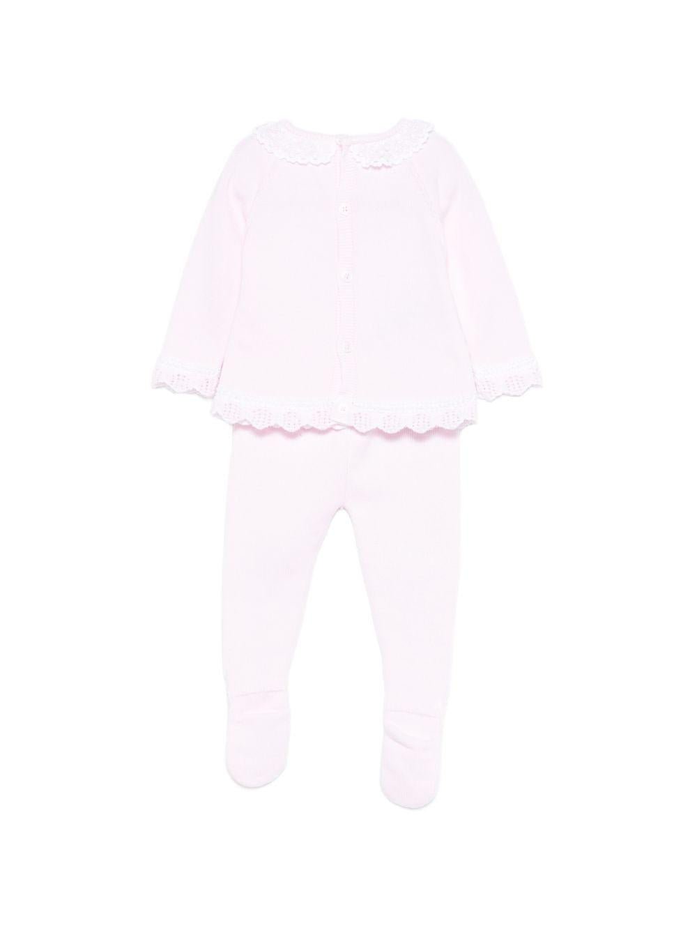Set maglia con pantaloni per neonata Paz Rodriguez rosa con finitura in pizzo - Rubino Kids