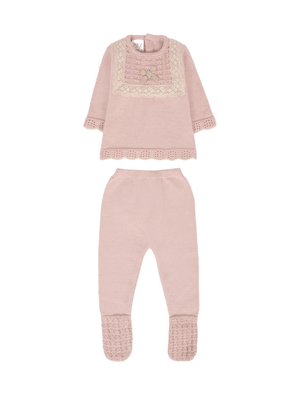 Set maglia e pantaloni Paz Rodrìguez rosa in maglia