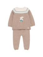 Set maglia e pantaloni per neonato Paz Rodríguez beige con motivo fair - isle - Rubino Kids