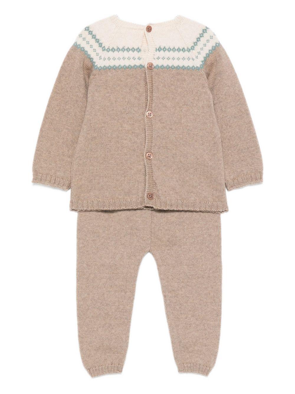 Set maglia e pantaloni per neonato Paz Rodríguez beige con motivo fair - isle - Rubino Kids