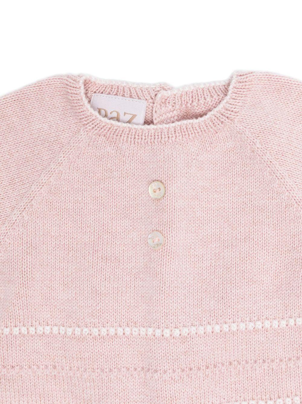 Set maglia pantaloni sciarpa e cappello per neonata Paz Rodríguez rosa con chiusura con bottoni - Rubino Kids